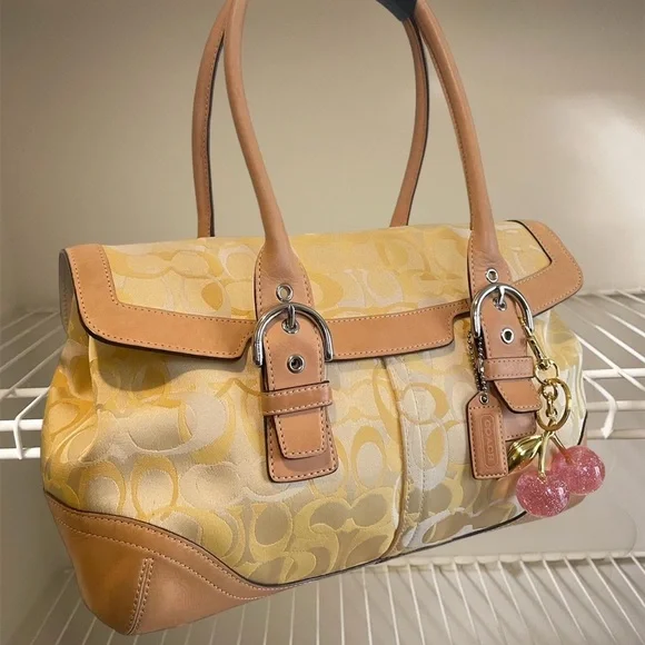 Coach Yellow and Tan Women's Handbag